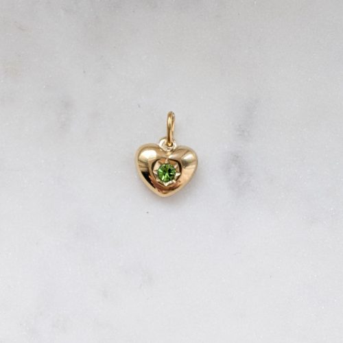 Szív medál zöld cirkóniakővel