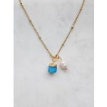 Ásványfüggős nyaklánc igazgyönggyel