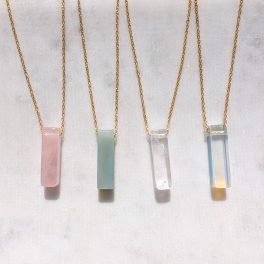   Téglalap ásvány medálos nyaklánc vékony nemesacél lánccal