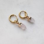 Ásványfüggős fülbevaló Rózsakvarc (arany)