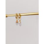 Ásványfüggős fülbevaló Rózsakvarc (arany)