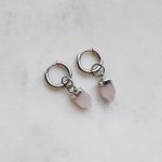 Ásványfüggős fülbevaló Rózsakvarc (ezüst)