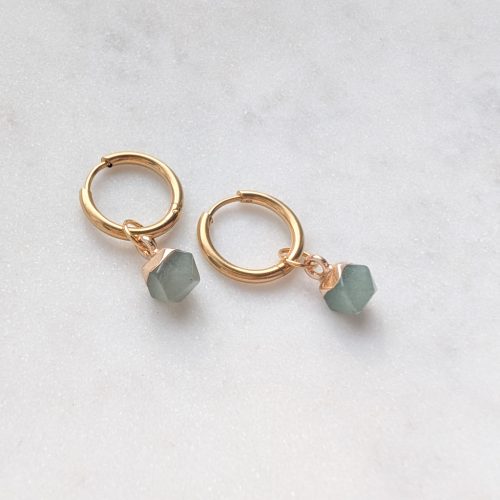 Ásványfüggős fülbevaló sokszög (arany)