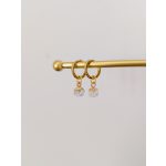 Ásványfüggős fülbevaló sokszög (arany)