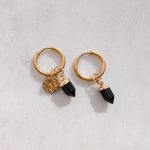 Ásványfüggős fülbevaló Fekete obszidián