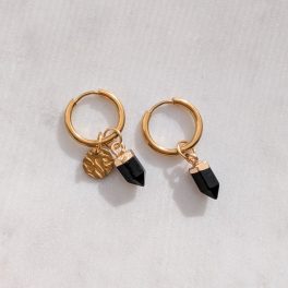 Ásványfüggős fülbevaló Fekete obszidián