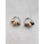 Hatszög fülbevaló bézs ásványokkal