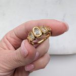 Ötköves modern gyűrű (aranyozott nemesacél)