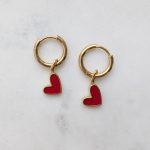 Piros szív függős fülbevaló