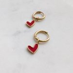 Piros szív függős fülbevaló