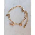 Leopard gemkapocs láncos karkötő charmokkal