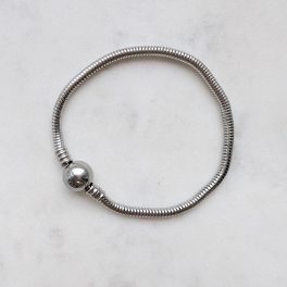 Vastag kígyókarkötő gömb csattal (nemesacél)