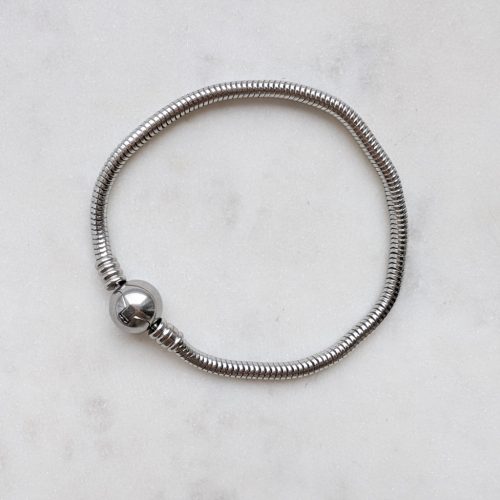 Vastag kígyókarkötő gömb csattal (nemesacél)